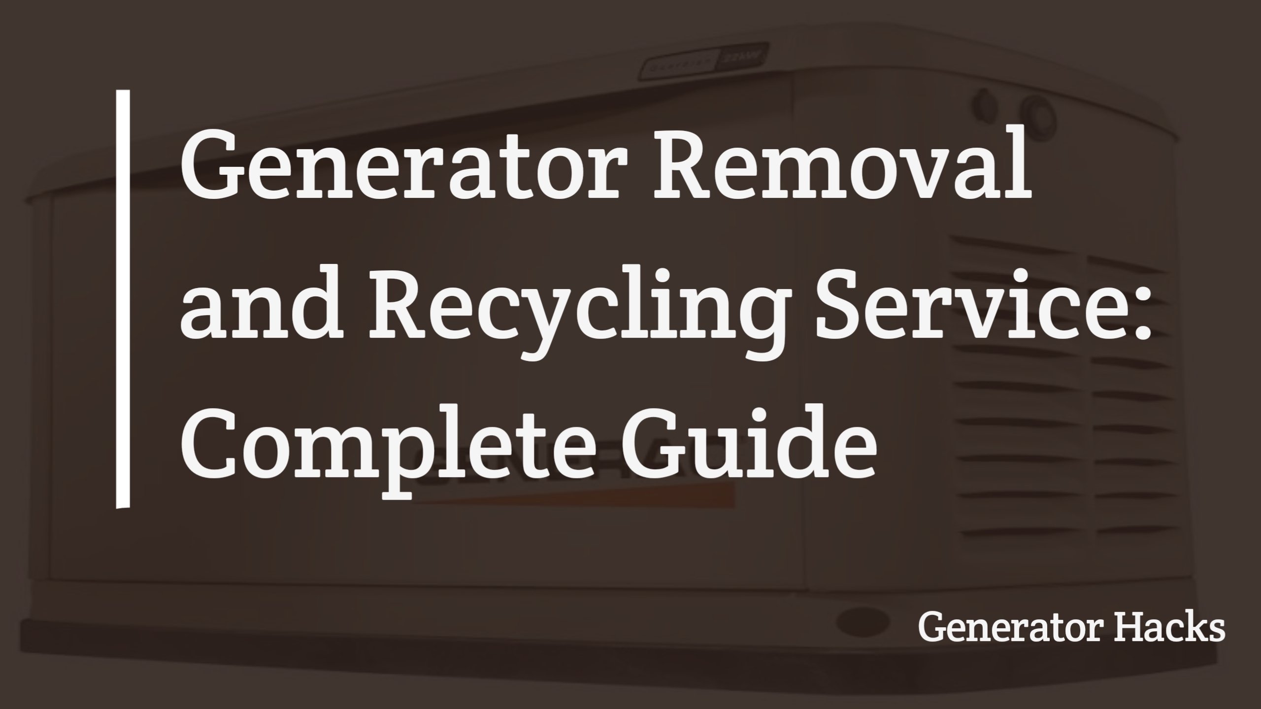 Generator Removal and Recycling Service, generator removal, generator recycling service, generator recycling,
