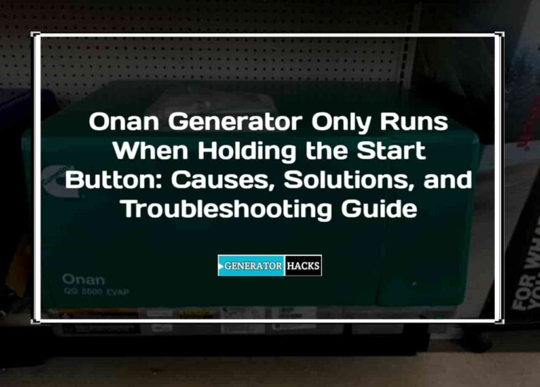 Onan Generator Only Runs When Holding the Start Button: Causes, Solutions, and Troubleshooting Guide