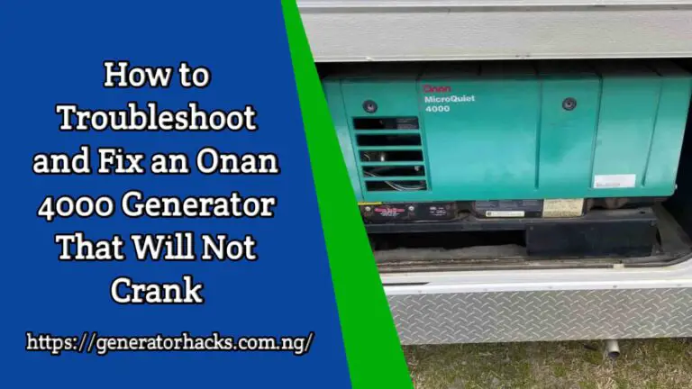 Onan 4000 generator won't crank, Onan 4000 generator will not crank,